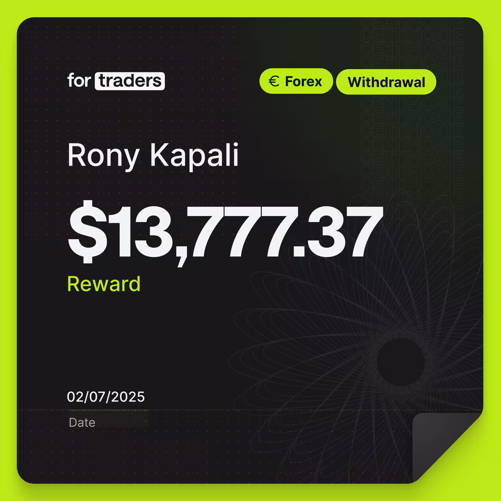 Rodrigo payout certificate