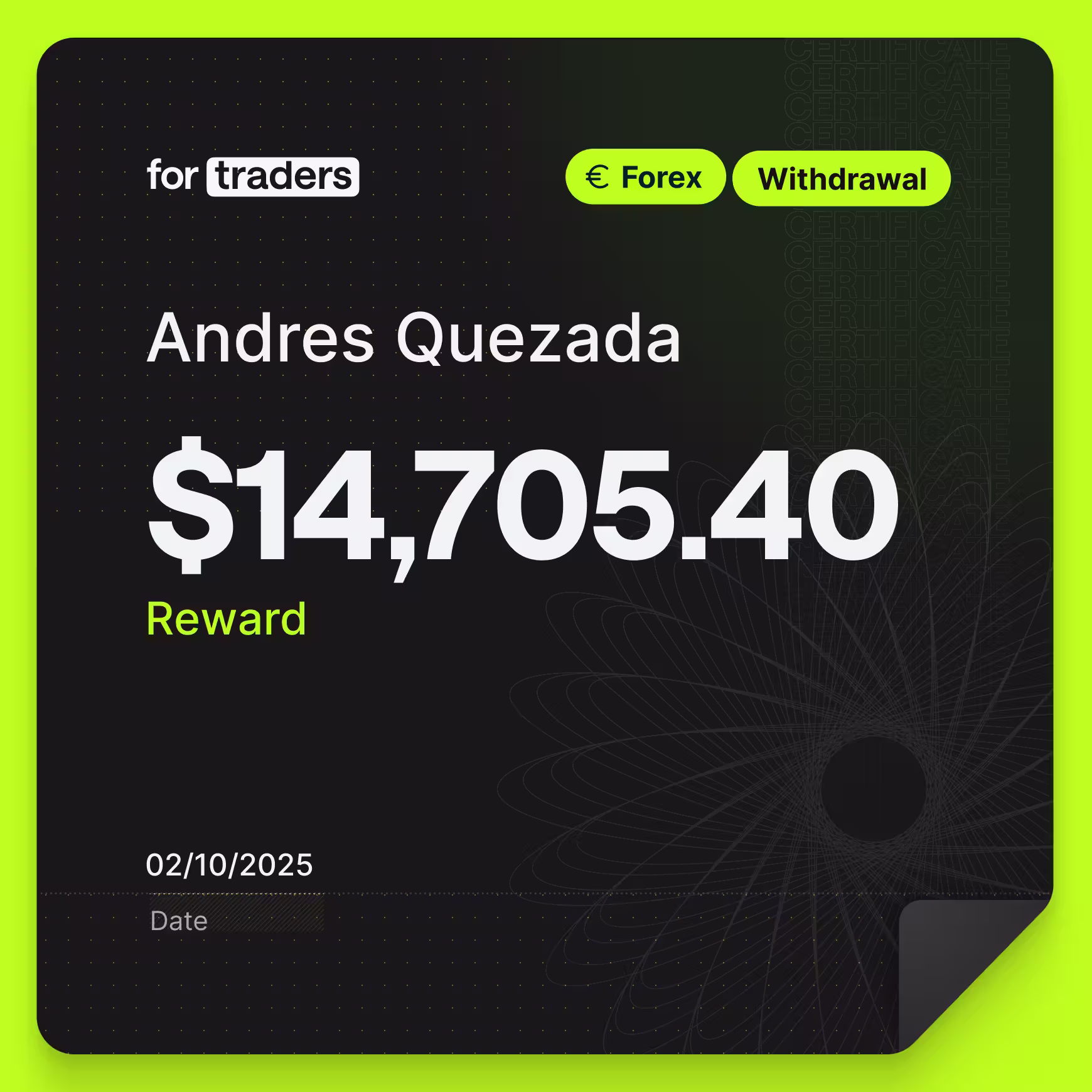 Andres reward certificate