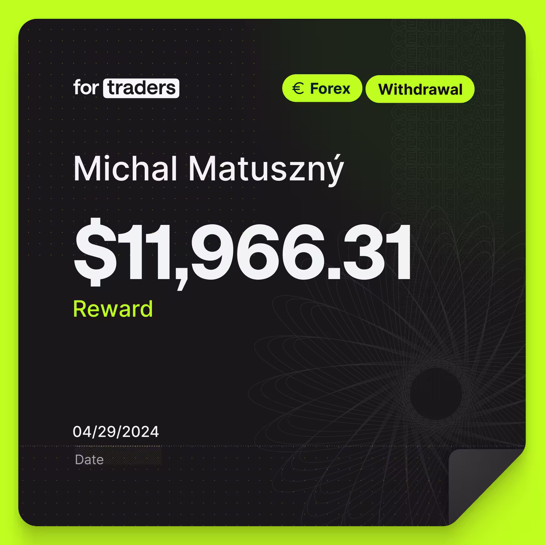 Michal reward certificate