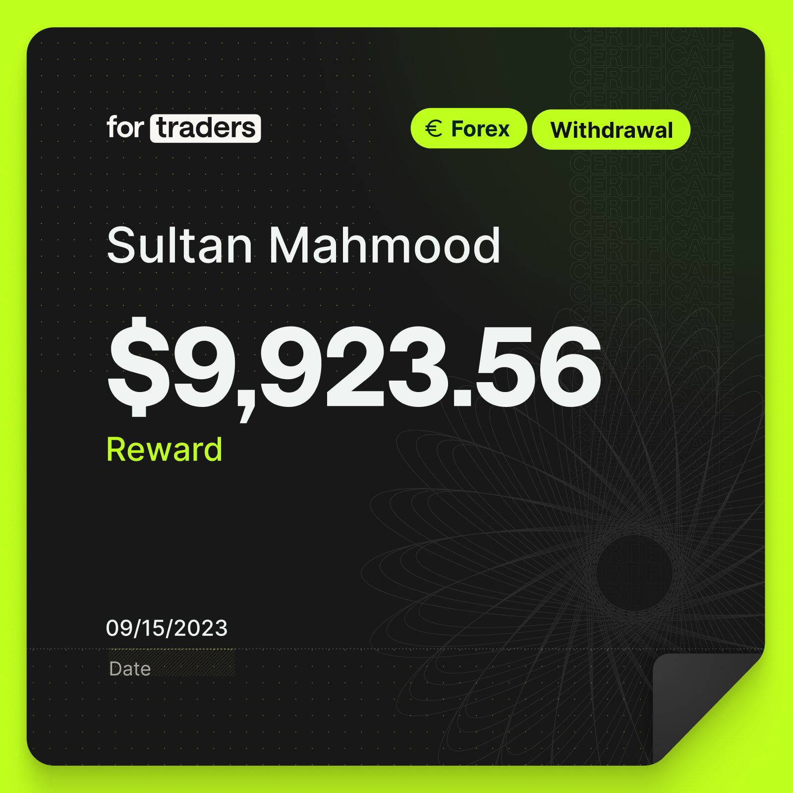 Sultan reward certificate