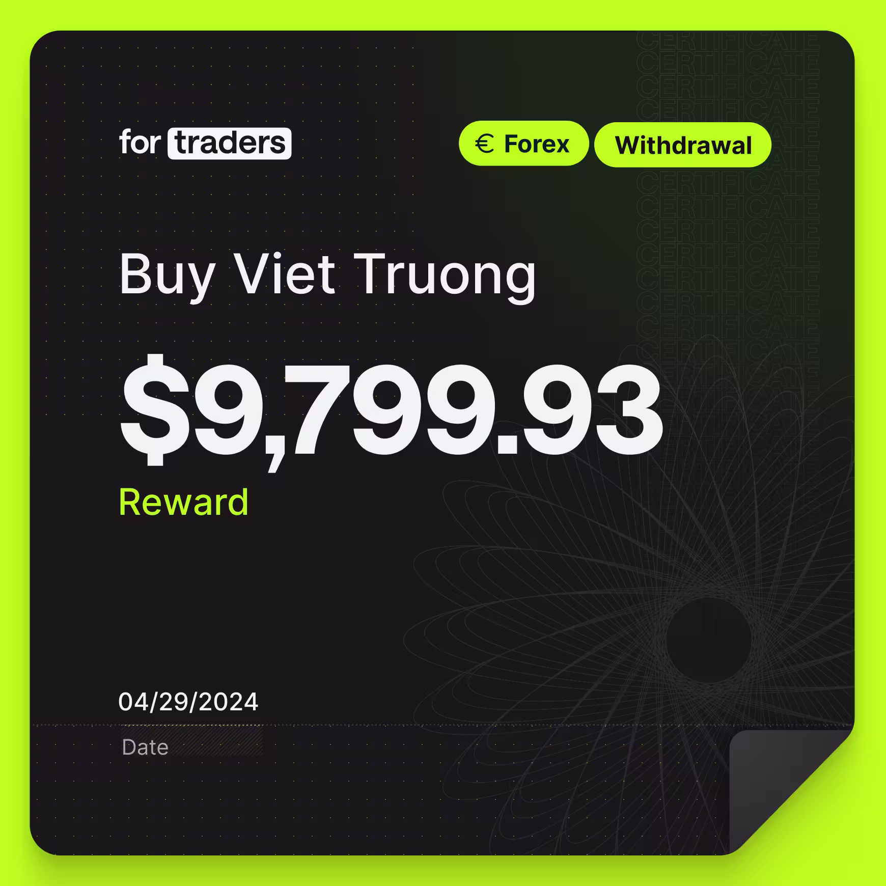 Buy reward certificate
