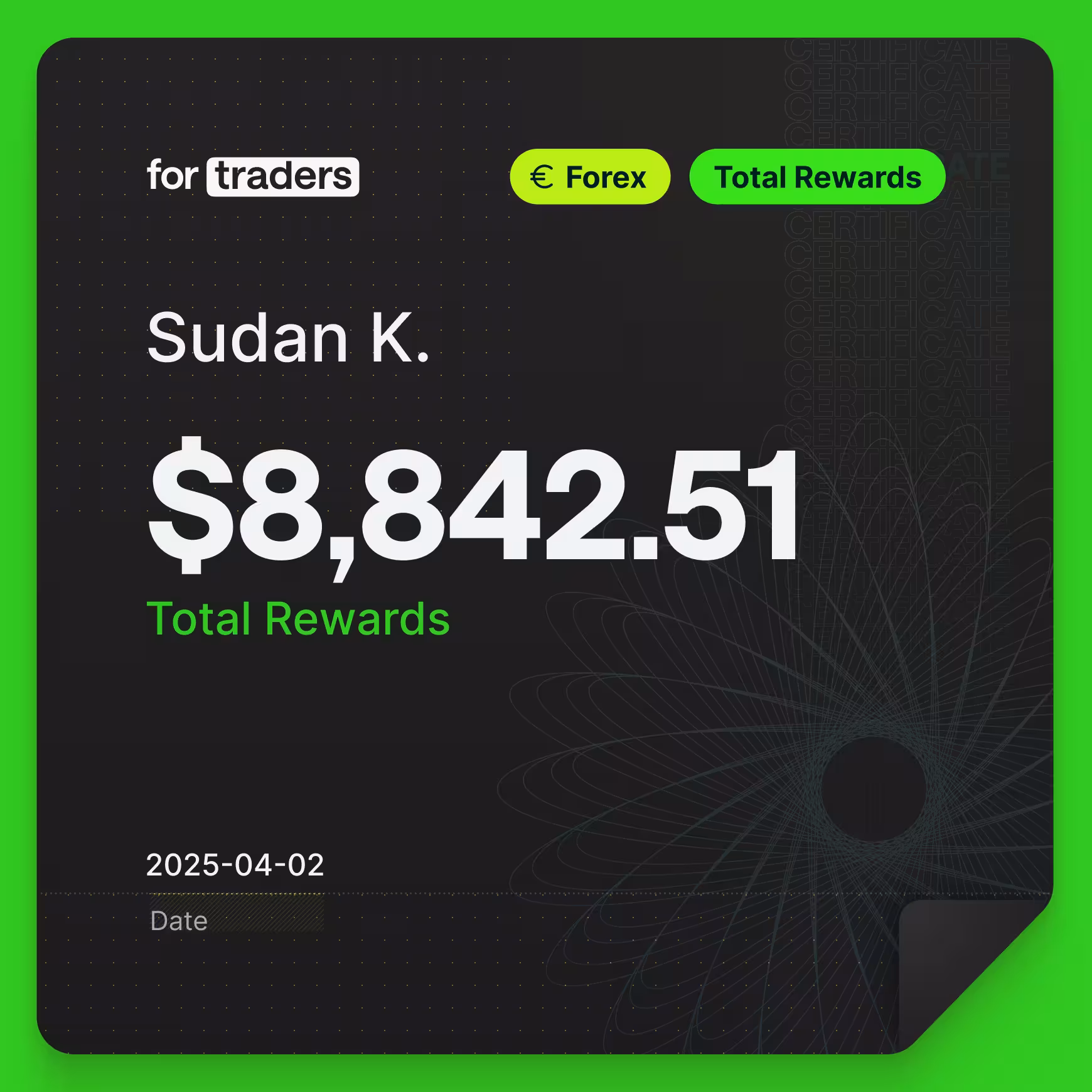 Sudan reward certificate