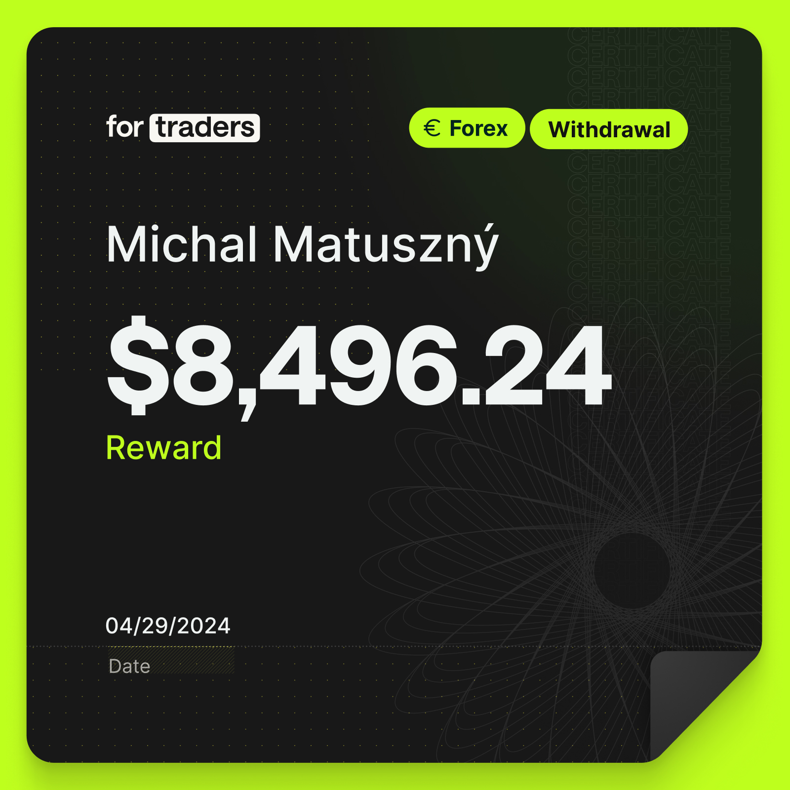 Michal reward certificate