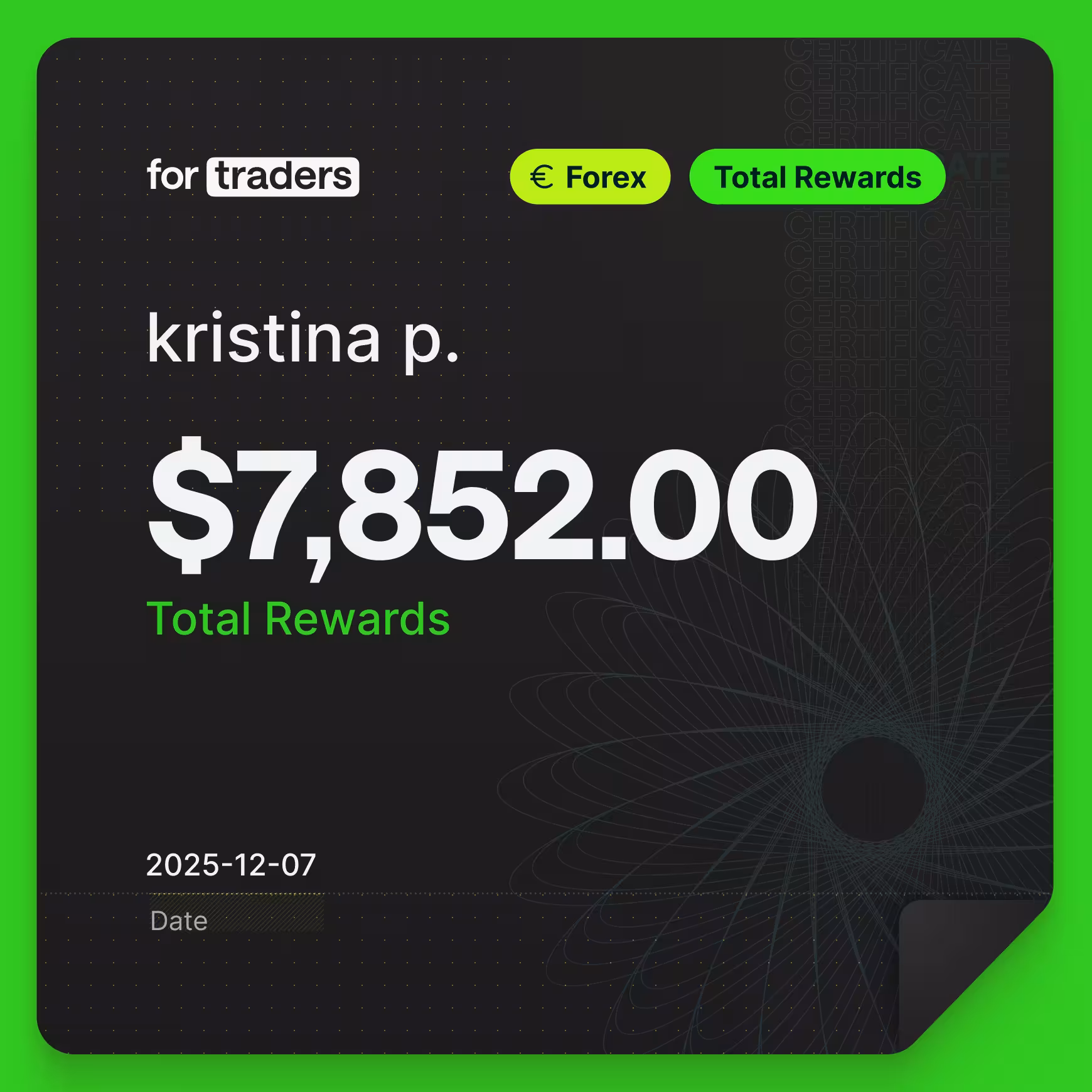Kristina reward certificate