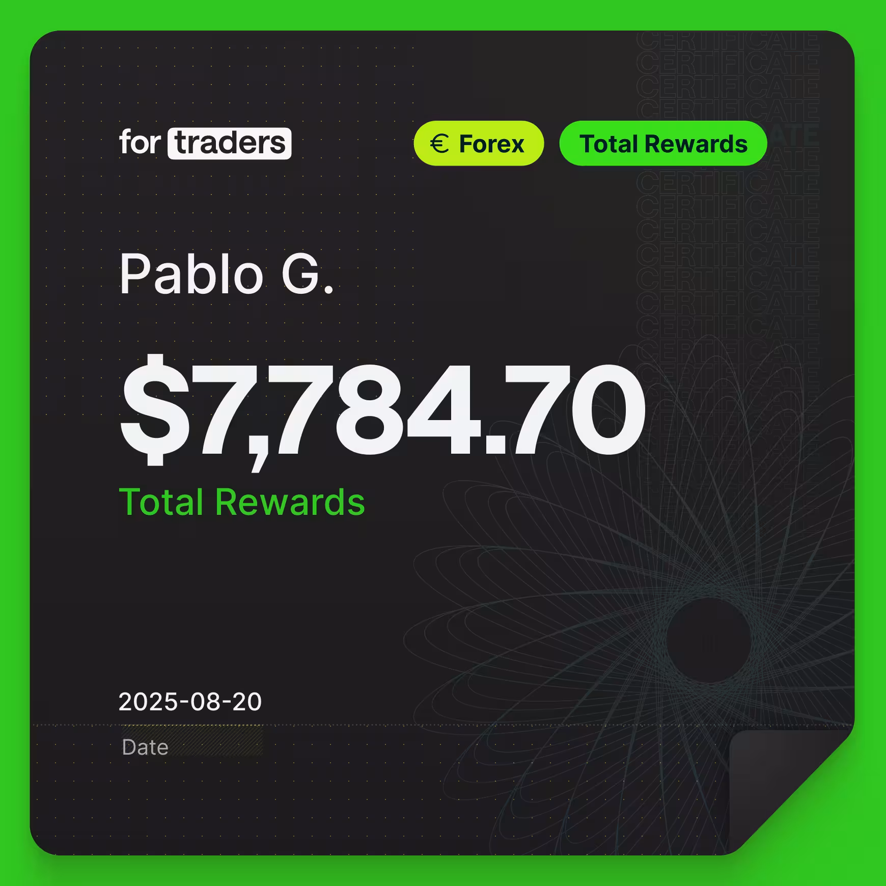Pablo reward certificate