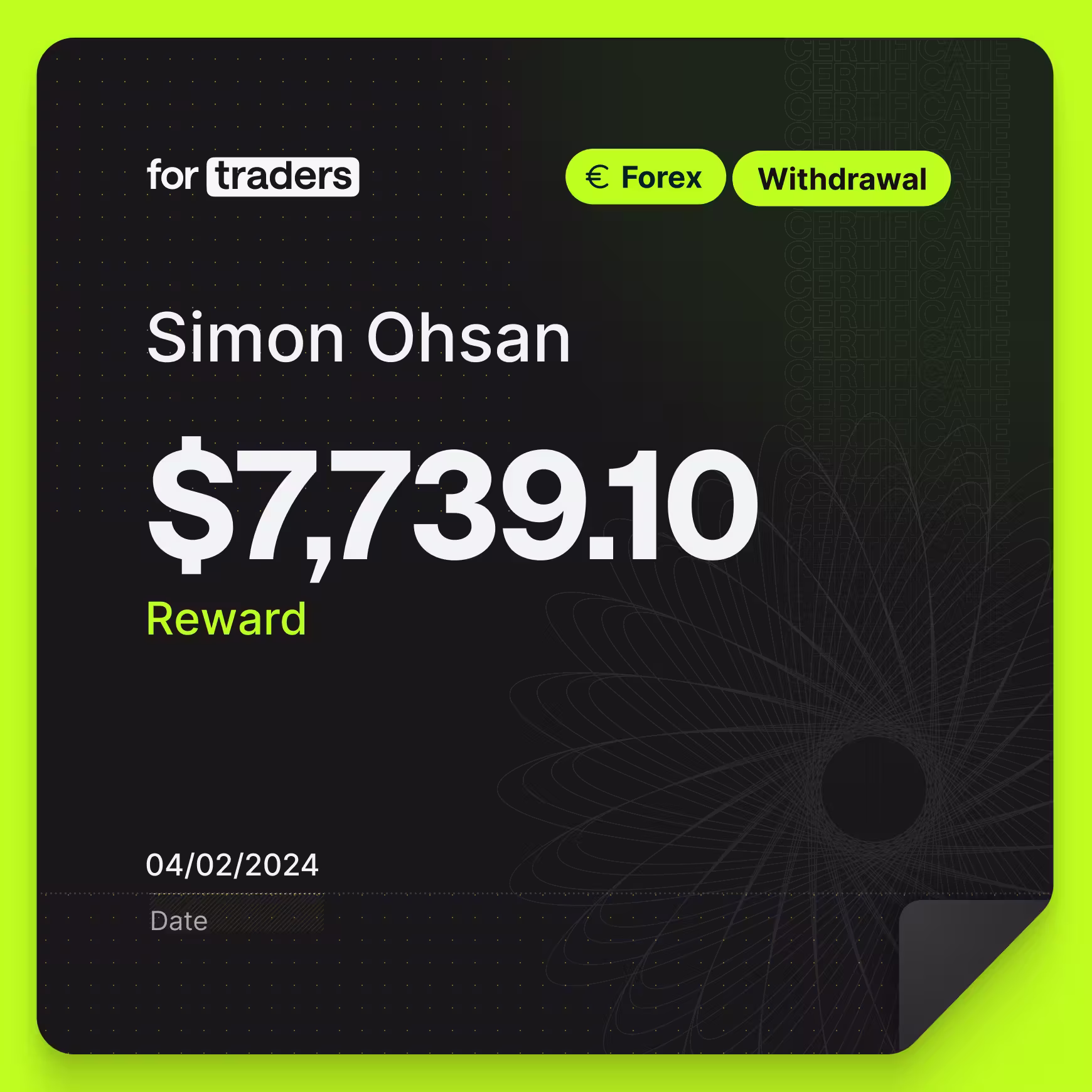 Simon reward certificate