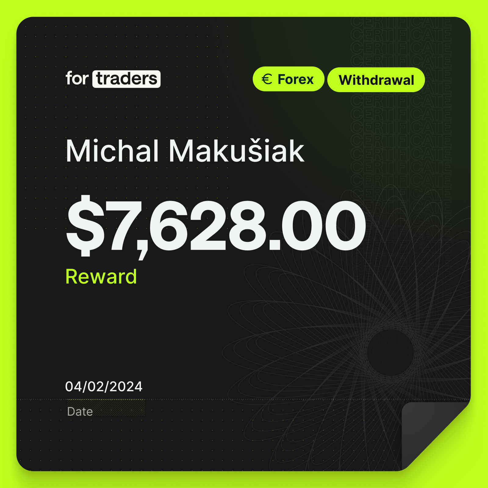 Michal reward certificate