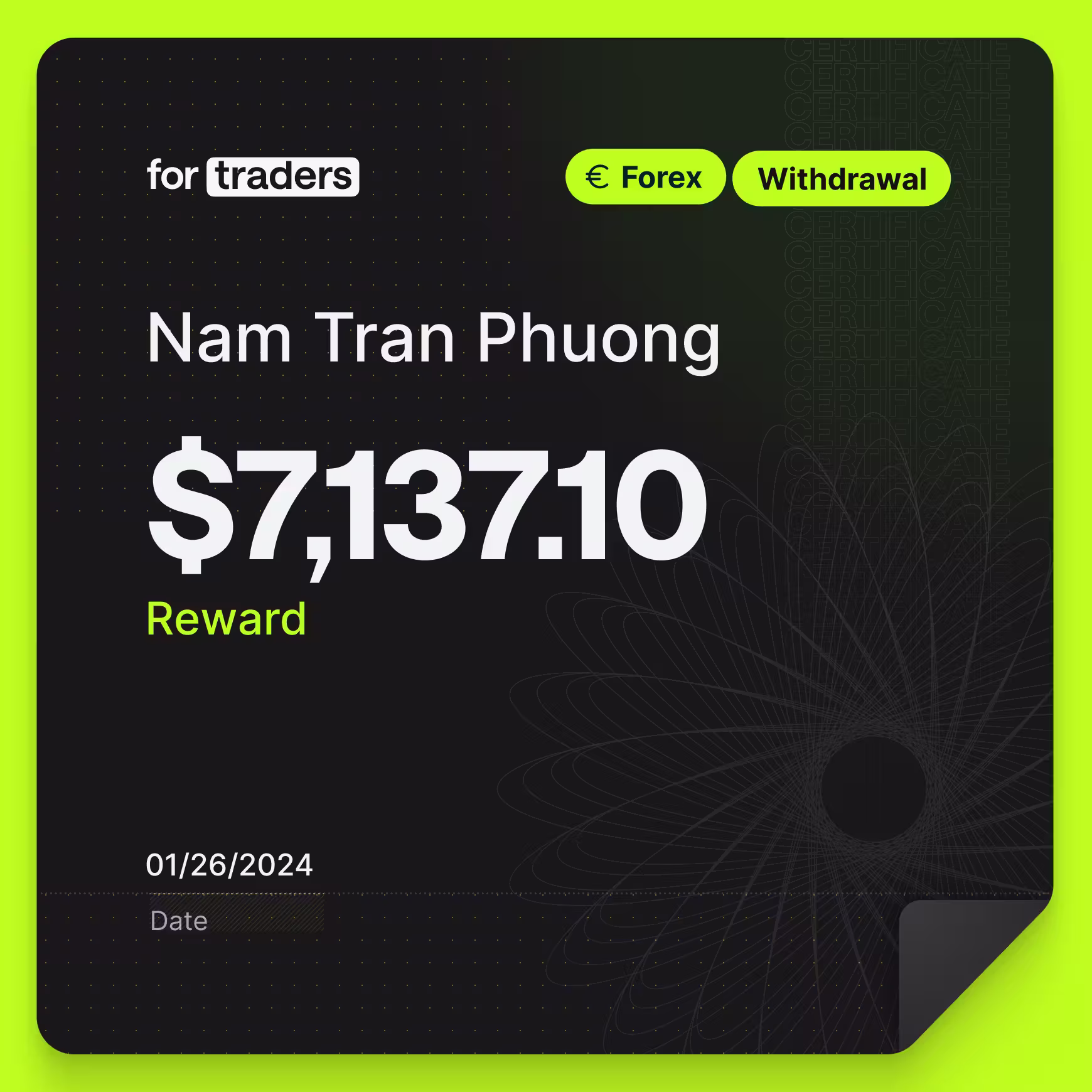 Nam reward certificate