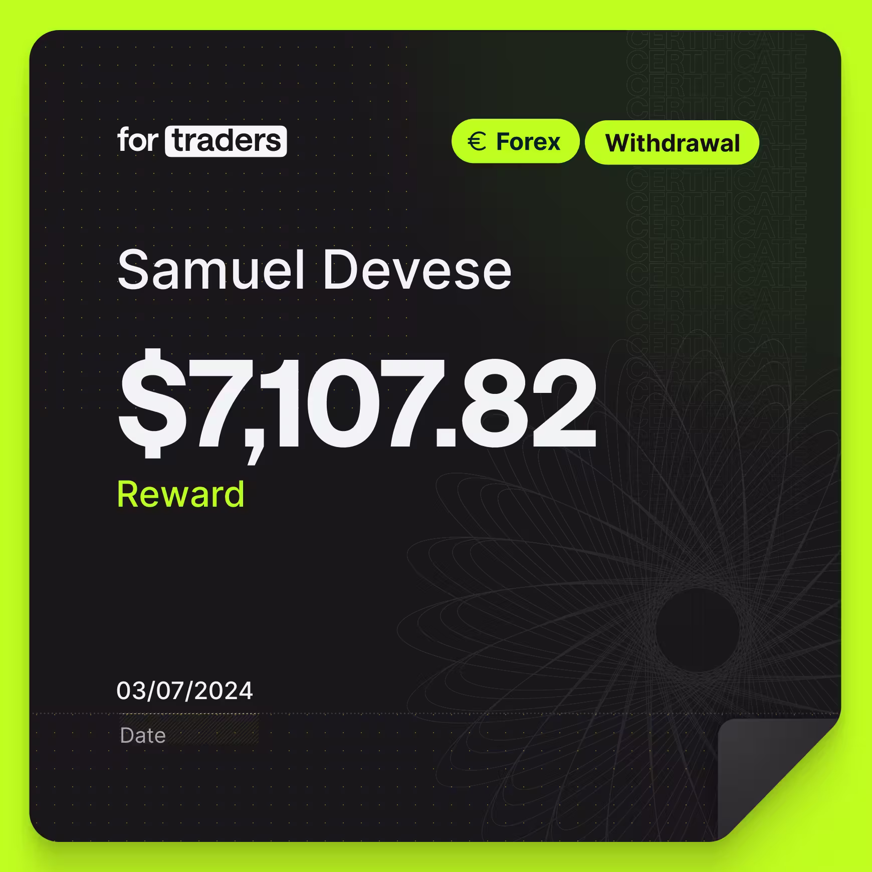 Samuel reward certificate