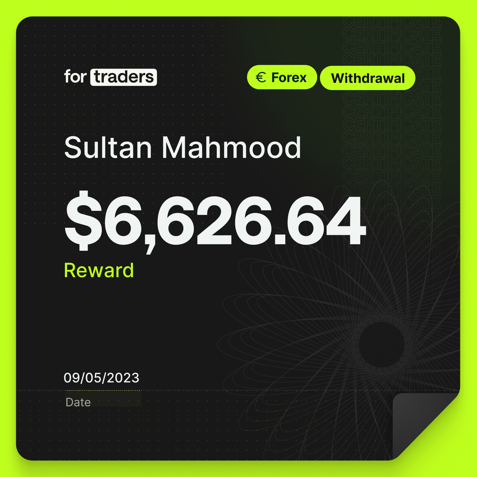Sultan reward certificate