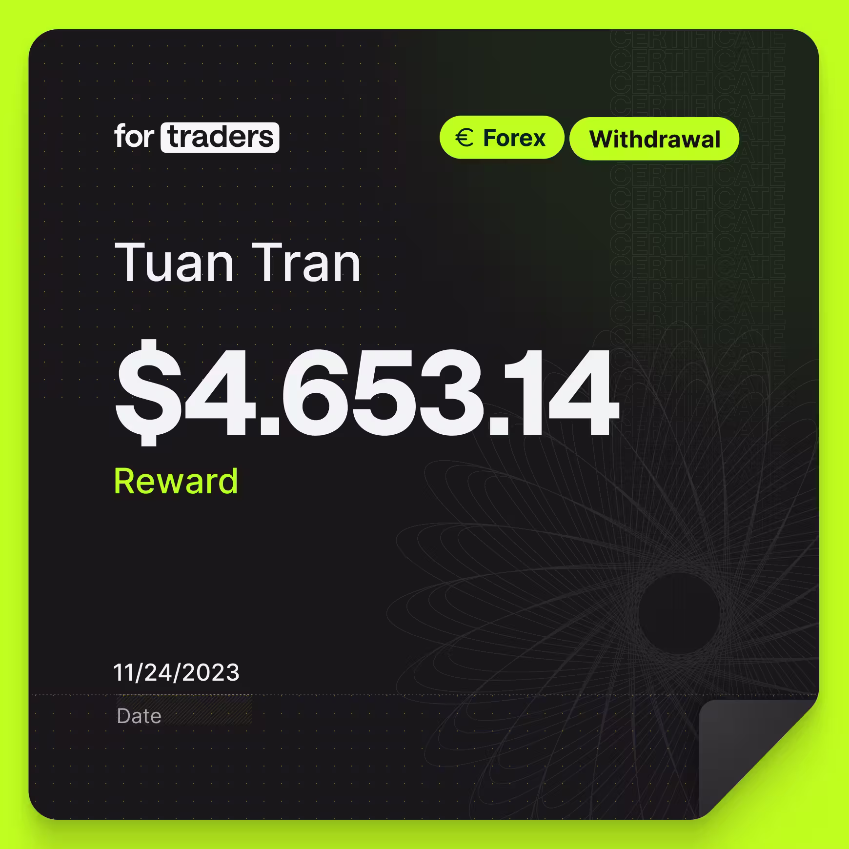 Tuan reward certificate