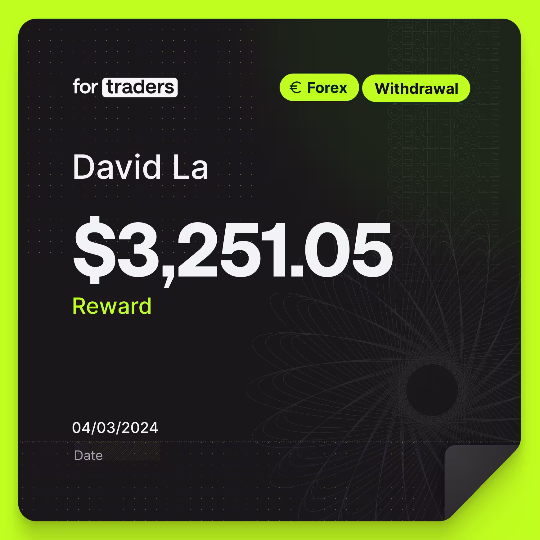 David reward certificate