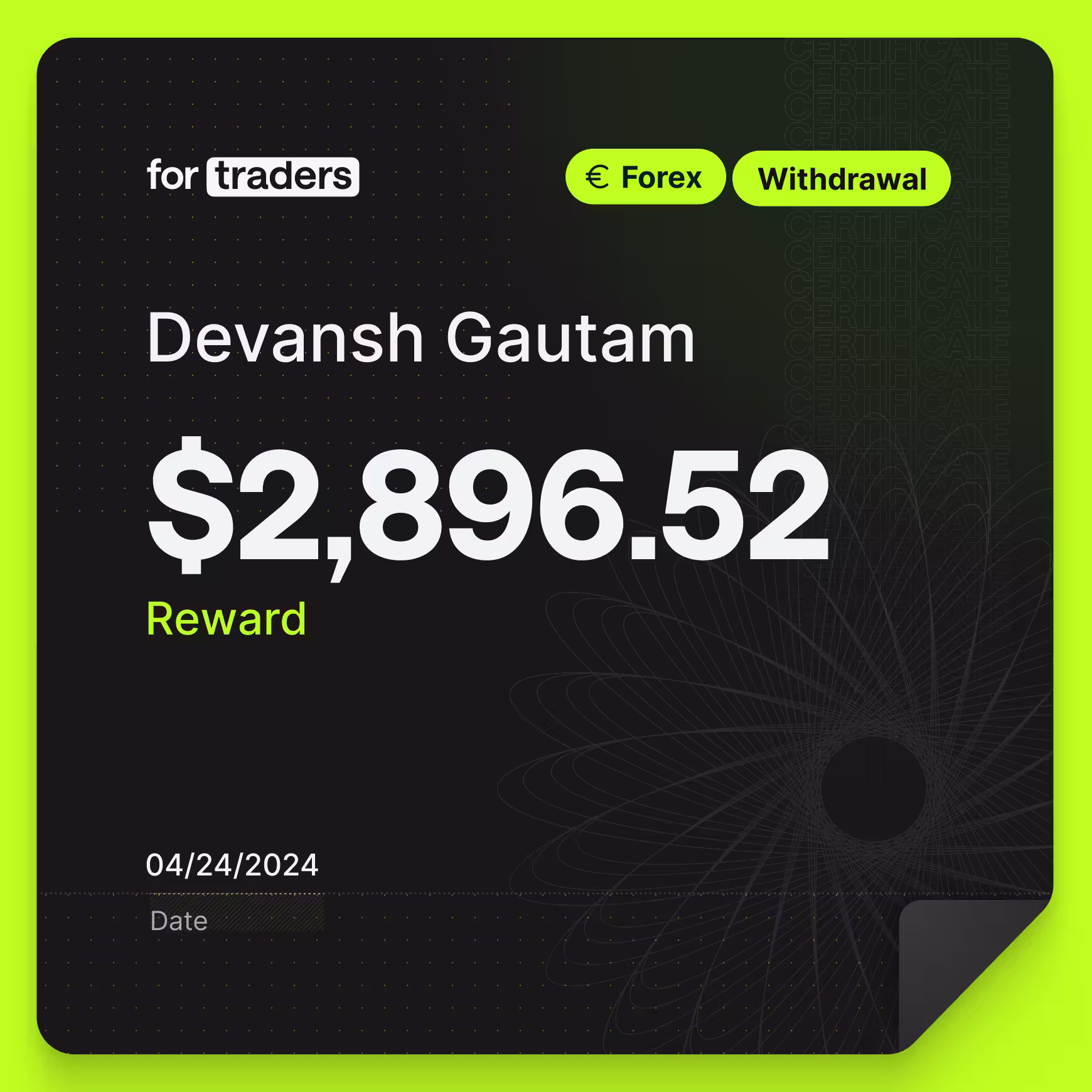Devansh reward certificate