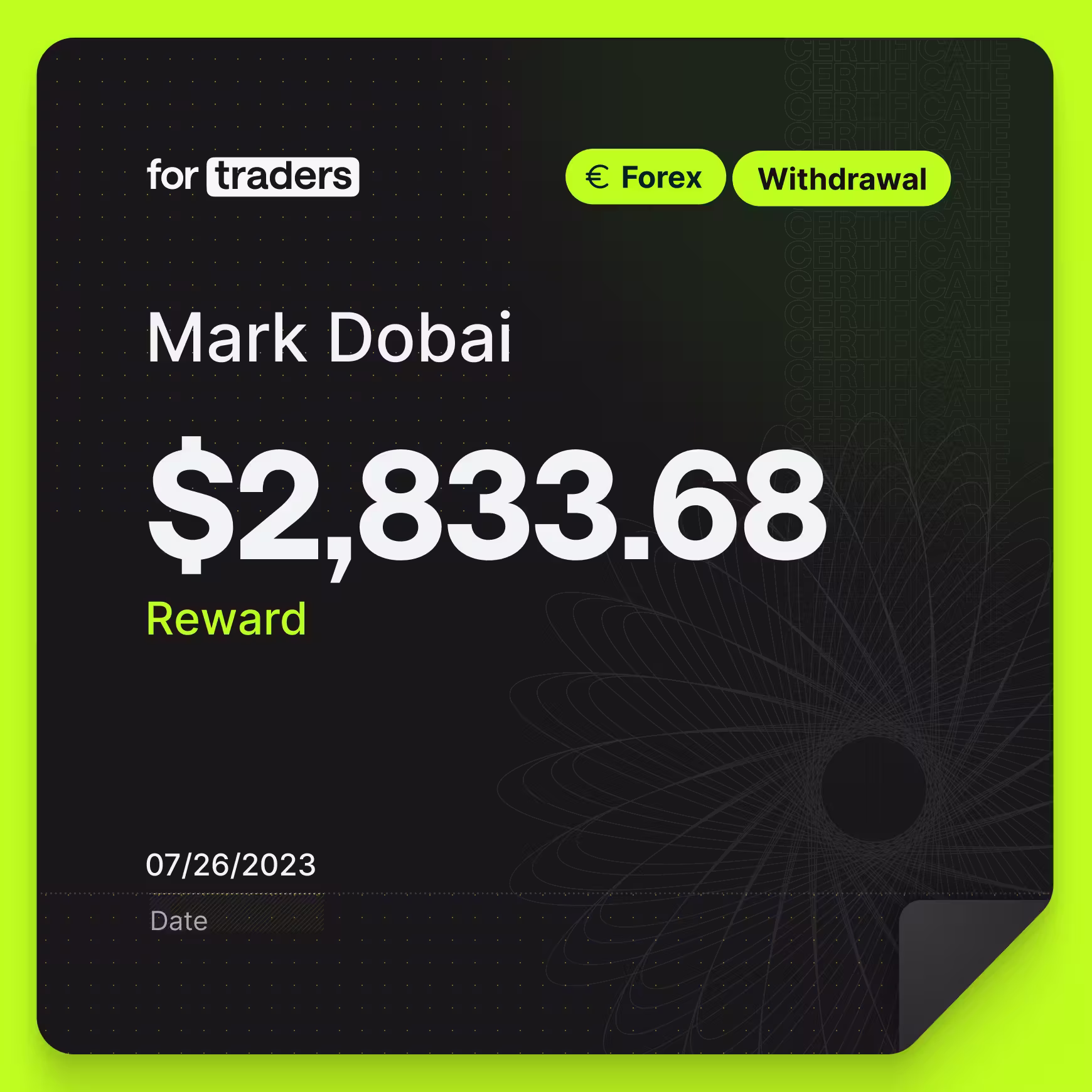 Mark reward certificate