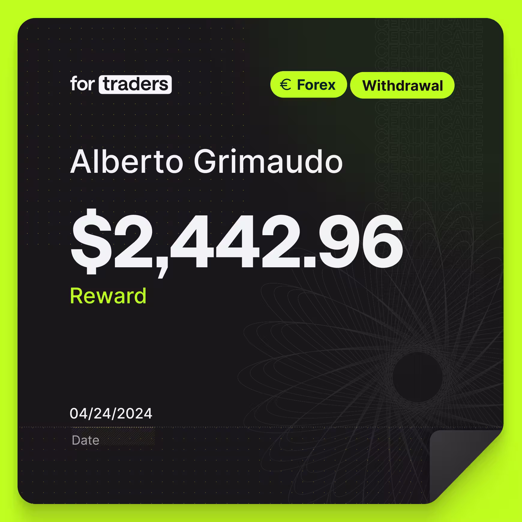 Alberto reward certificate