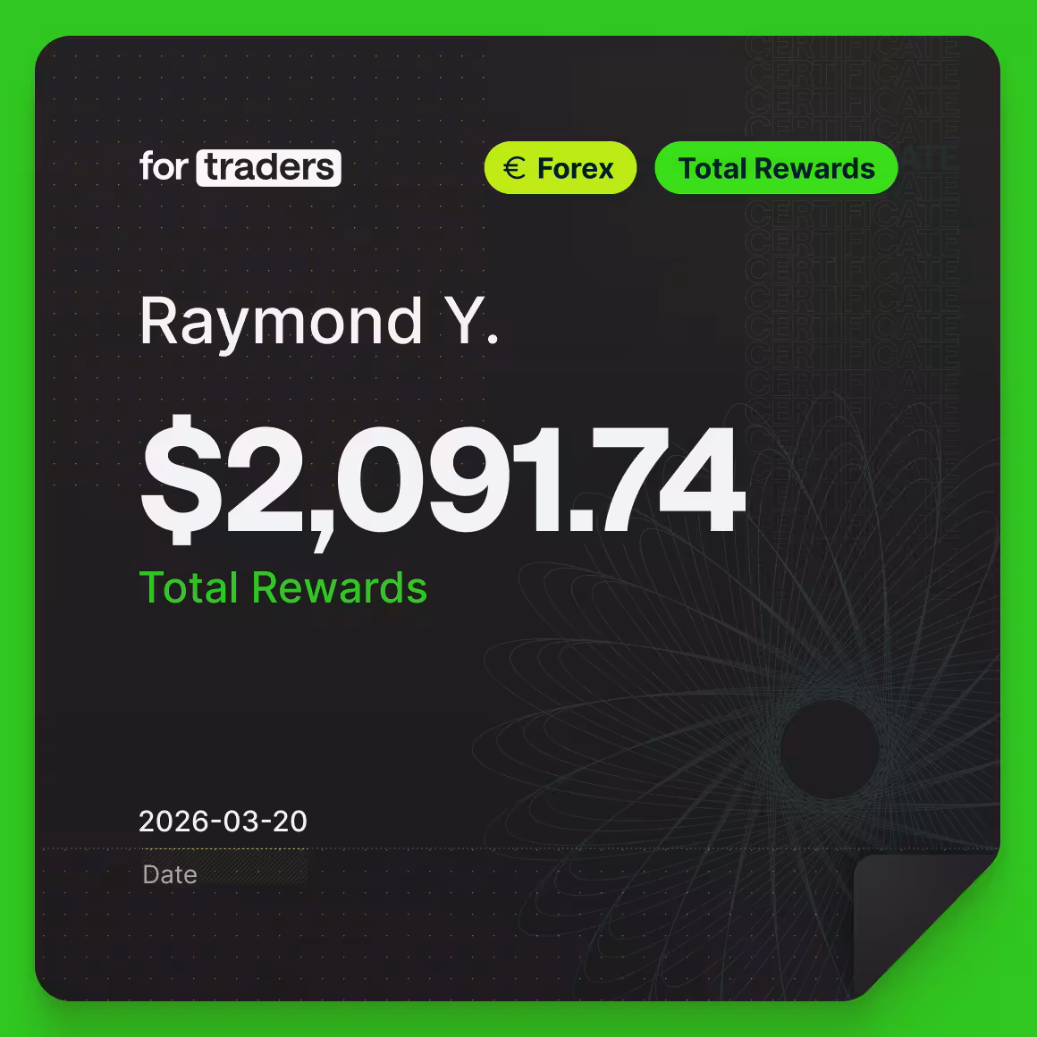 Raymond reward certificate