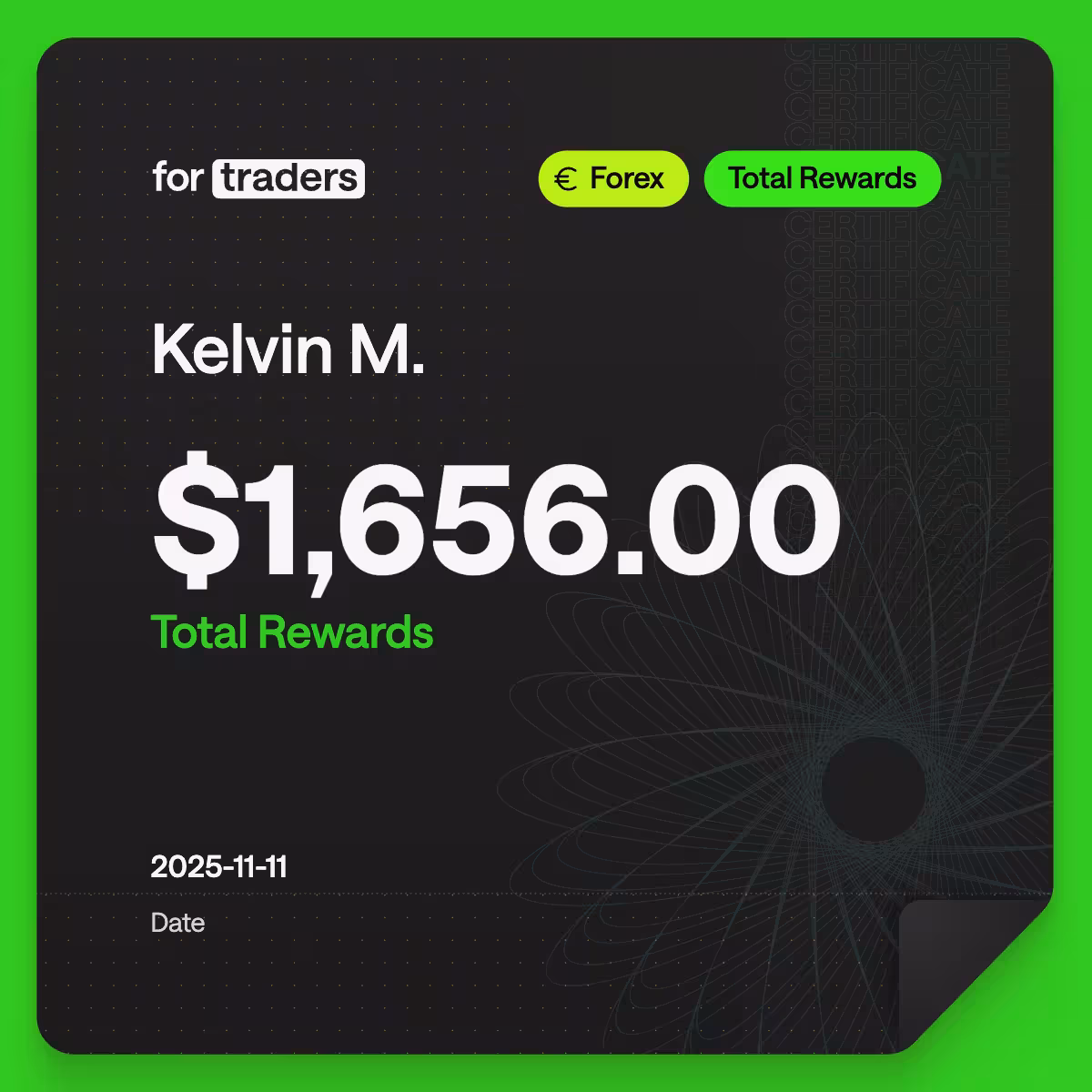 Kelvin reward certificate